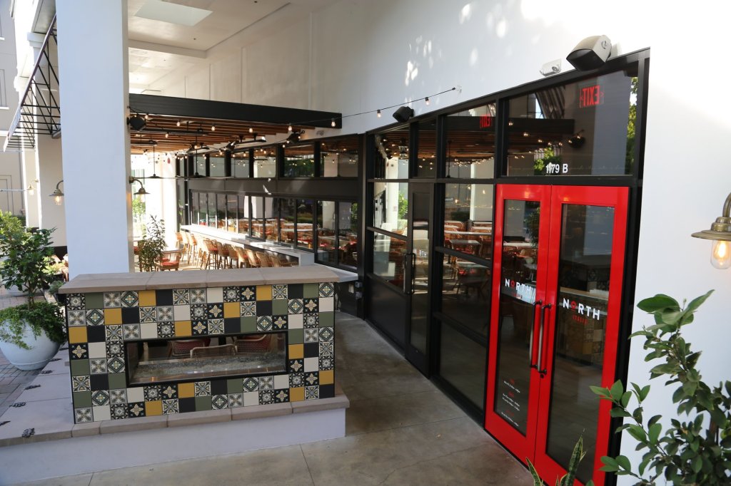 Arcadia storefront and red entry doors installed by East Bay Glass at North Italia in Walnut Creek